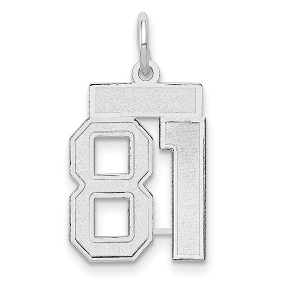 Kazi Luxury 14k White Gold Small Satin Number 81 Charm